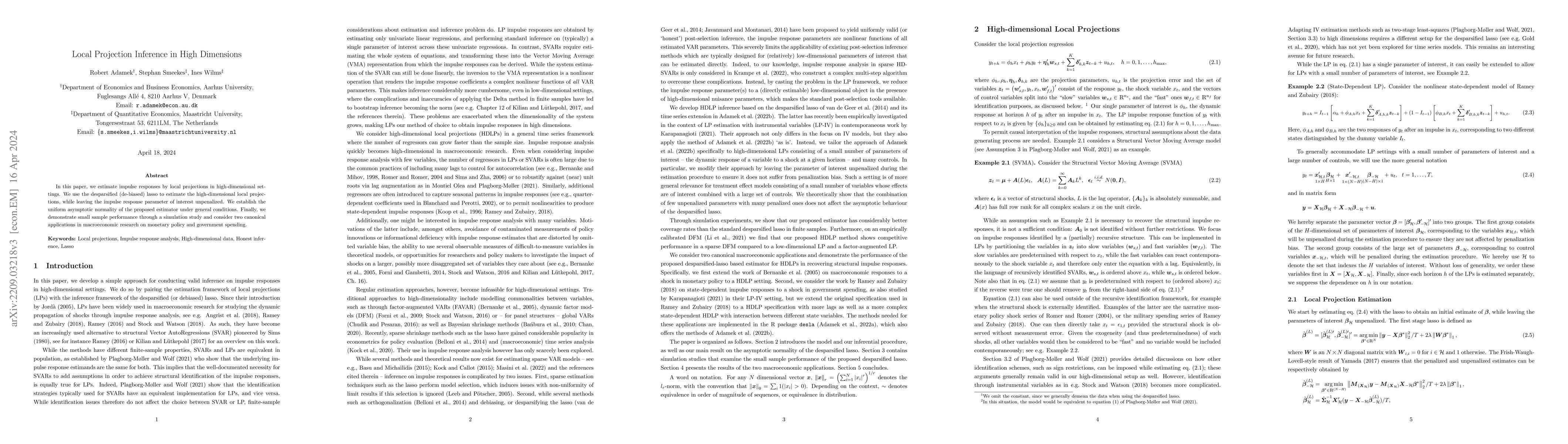 Thumbnail for Local Projection Inference in High Dimensions