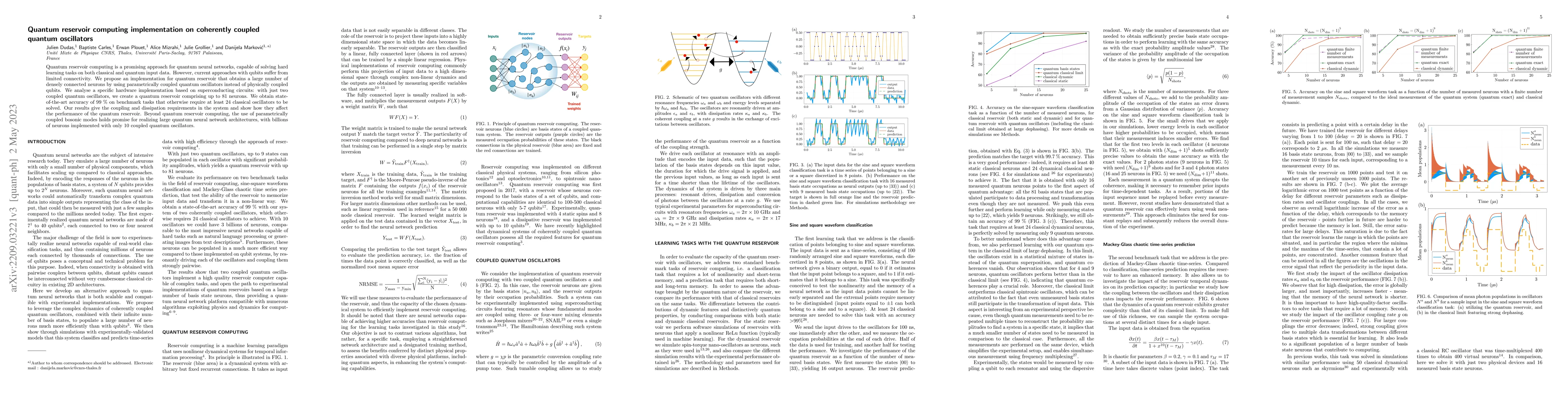 Thumbnail for Quantum reservoir neural network implementation on coherently coupled
  quantum oscillators