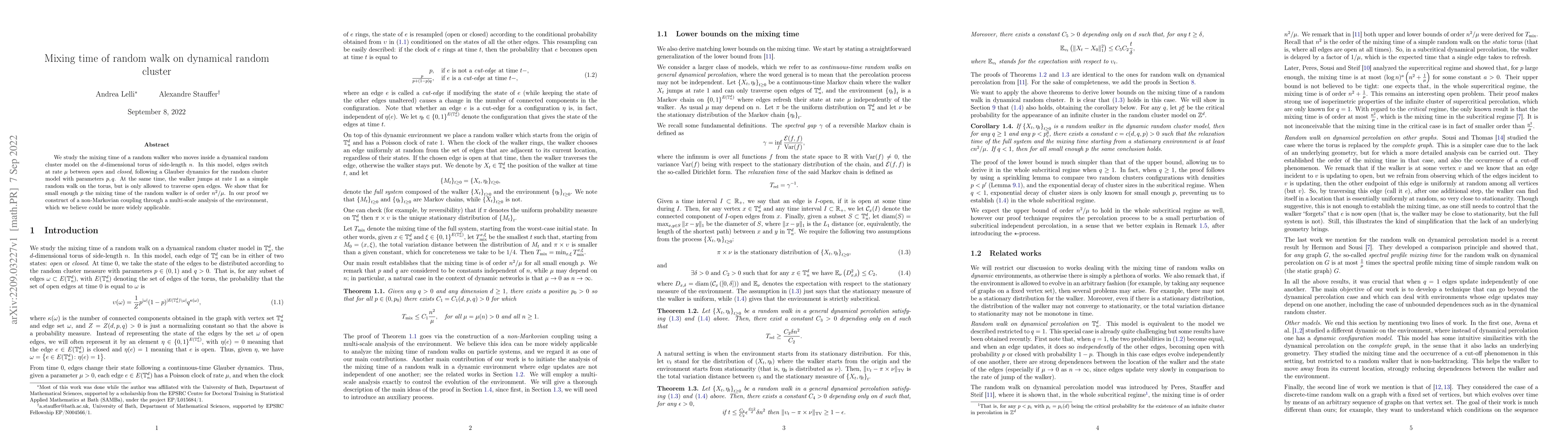 Thumbnail for Mixing time of random walk on dynamical random cluster