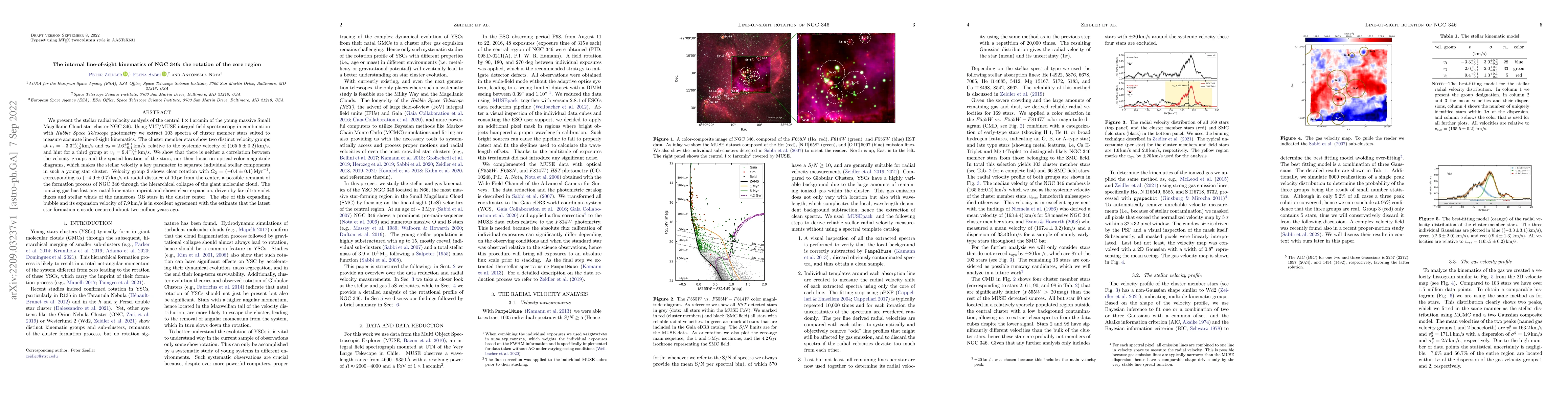 Thumbnail for The internal line-of-sight kinematics of NGC 346: the rotation of the
  core region