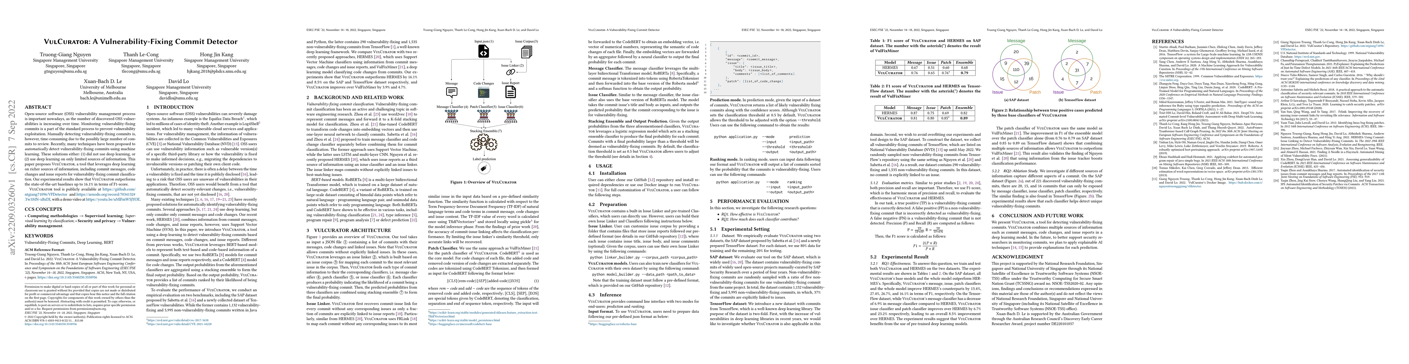 Thumbnail for VulCurator: A Vulnerability-Fixing Commit Detector
