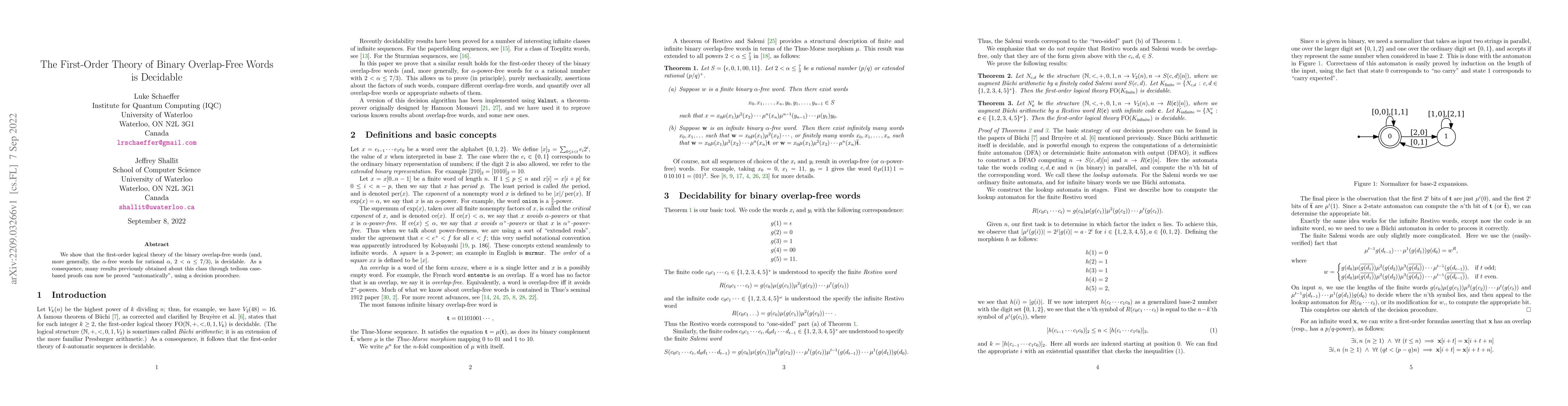 Thumbnail for The First-Order Theory of Binary Overlap-Free Words is Decidable