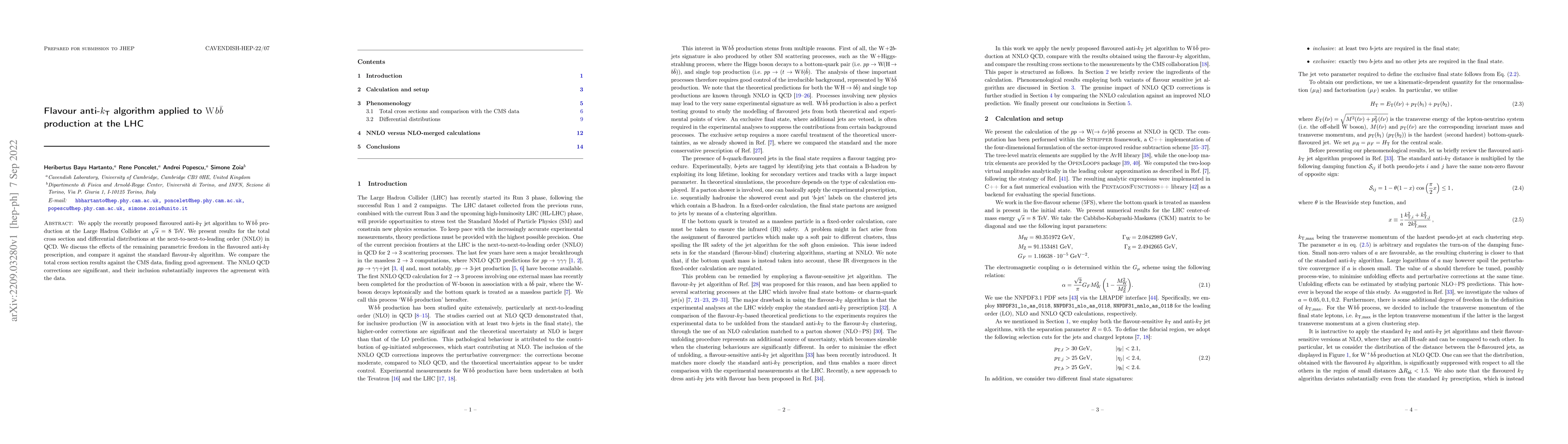 Thumbnail for Flavour anti-$k_\text{T}$ algorithm applied to $Wb\bar{b}$ production at
  the LHC