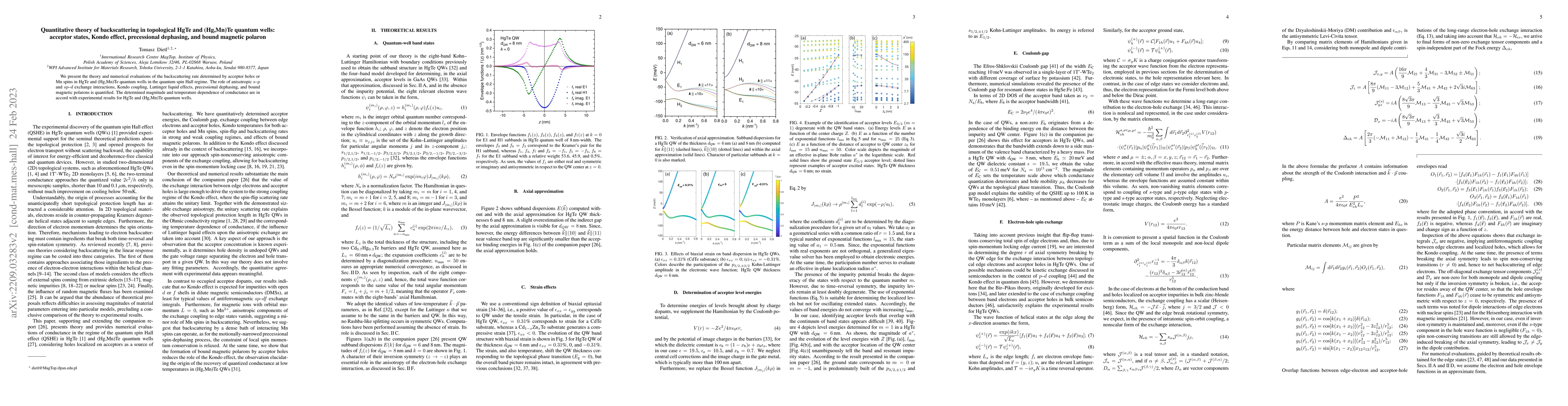 Thumbnail for Quantitative theory of backscattering in topological HgTe and (Hg,Mn)Te
  quantum wells: acceptor states, Kondo effect, precessional dephasing, and
  bound magnetic polaron
