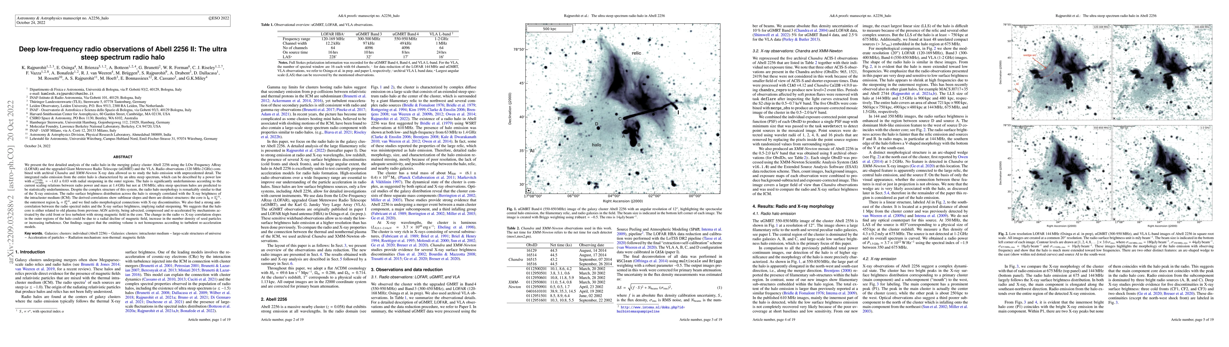 Thumbnail for Deep low-frequency radio observations of Abell 2256 II: The ultra-steep
  spectrum radio halo