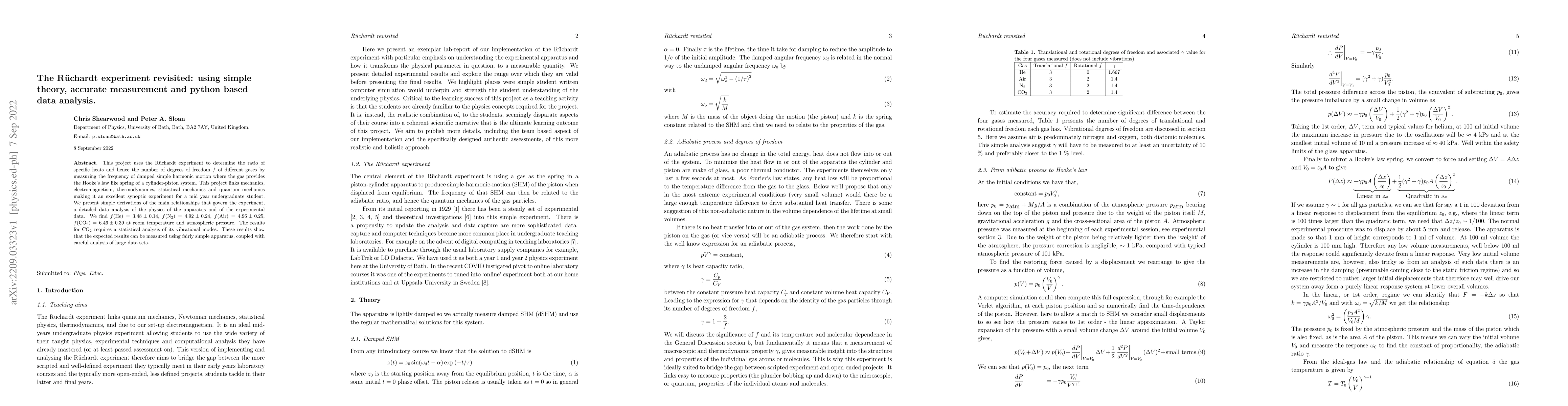 Thumbnail for The R\"uchardt experiment revisited: using simple theory, accurate
  measurement and python based data analysis
