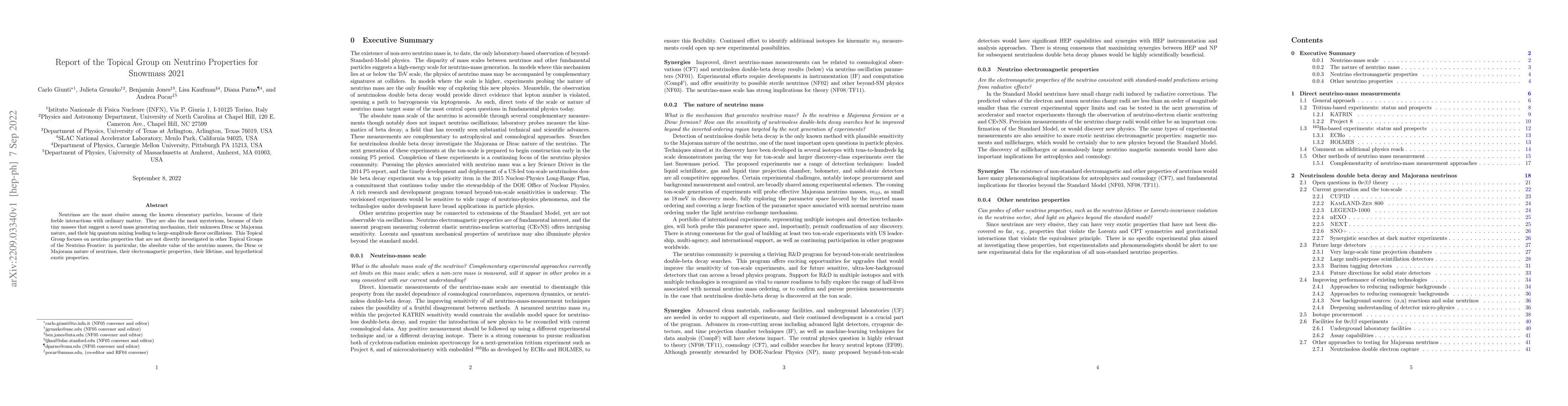 Thumbnail for Report of the Topical Group on Neutrino Properties for Snowmass 2021