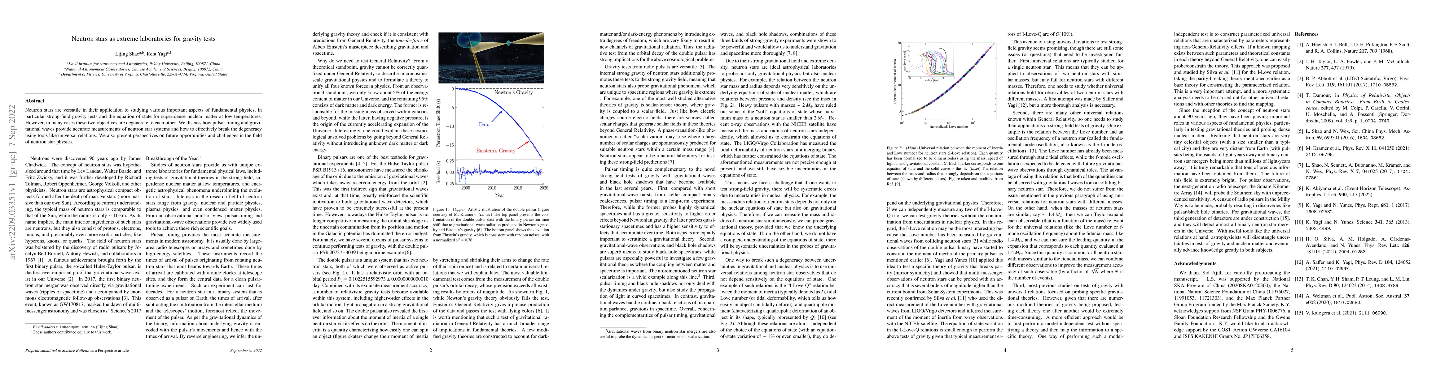 Thumbnail for Neutron stars as extreme laboratories for gravity tests