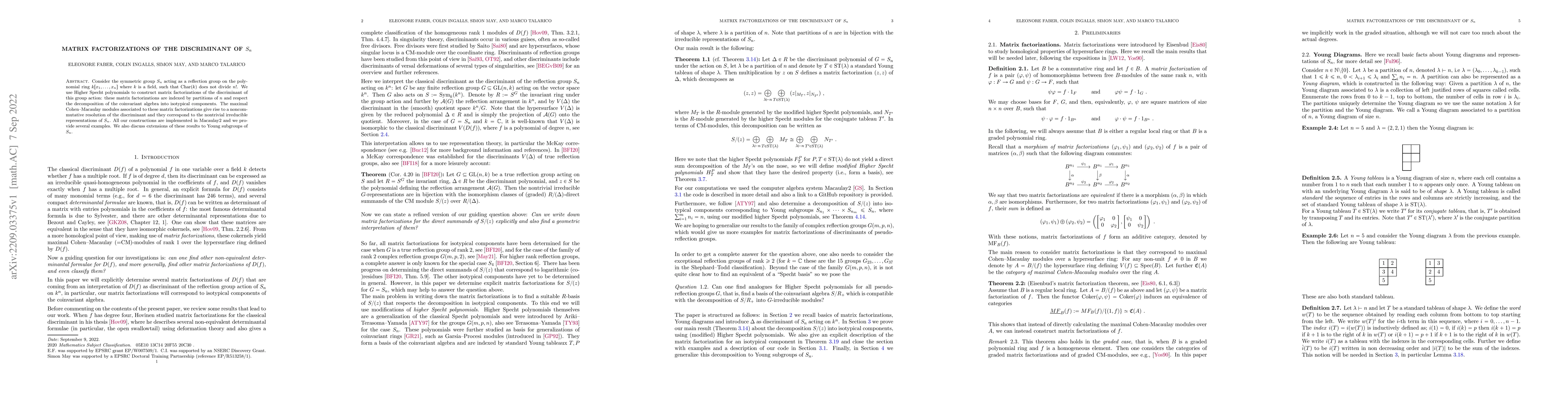 Thumbnail for Matrix Factorizations of the discriminant of $S_n$