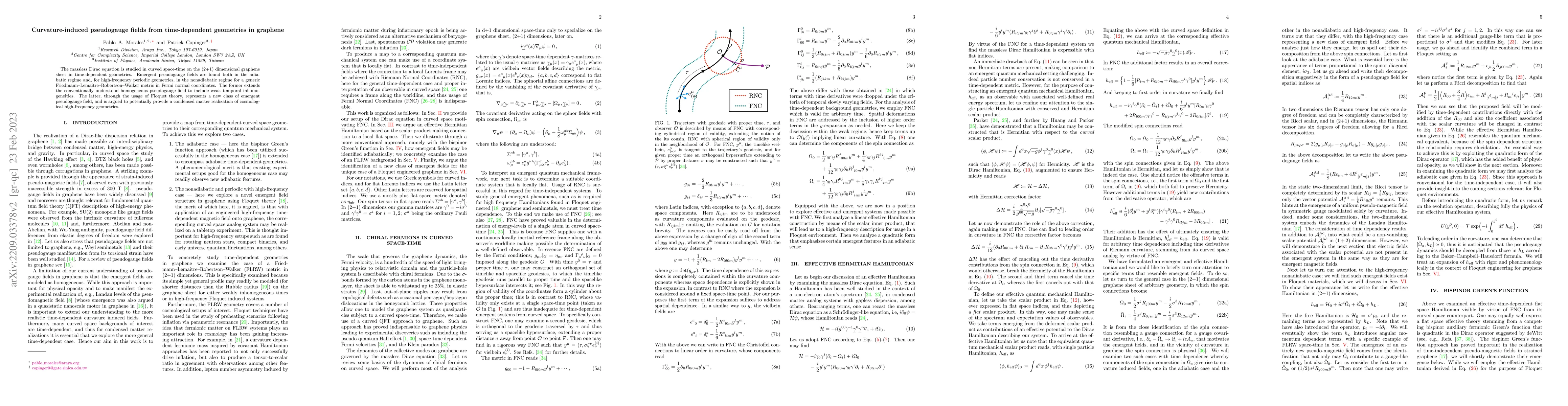 Thumbnail for Curvature-induced pseudogauge fields from time-dependent geometries in
  graphene