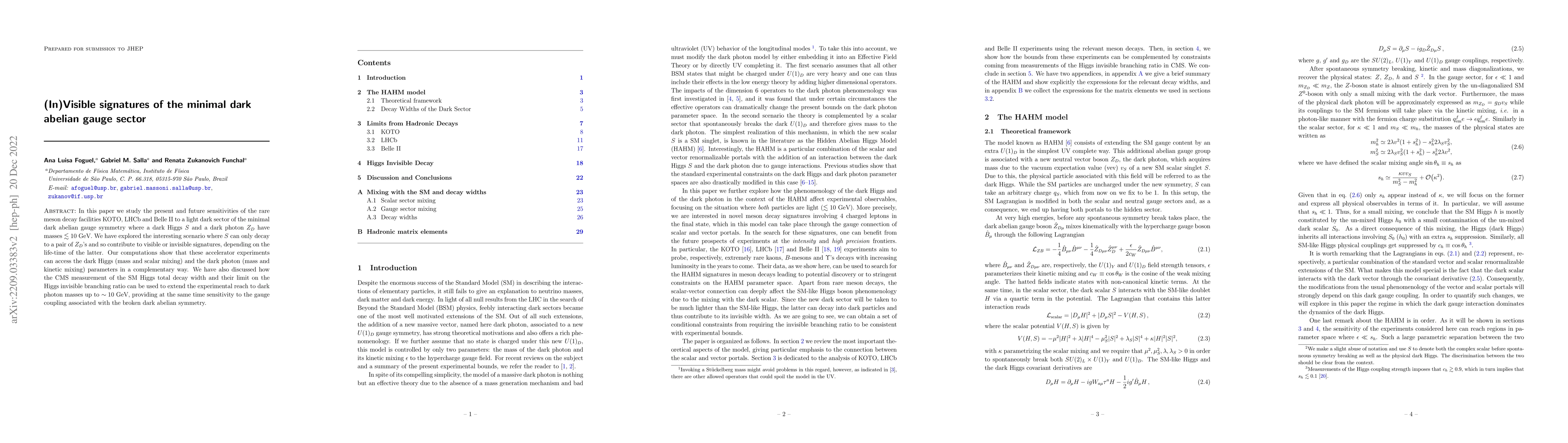 Thumbnail for (In)Visible signatures of the minimal dark abelian gauge sector