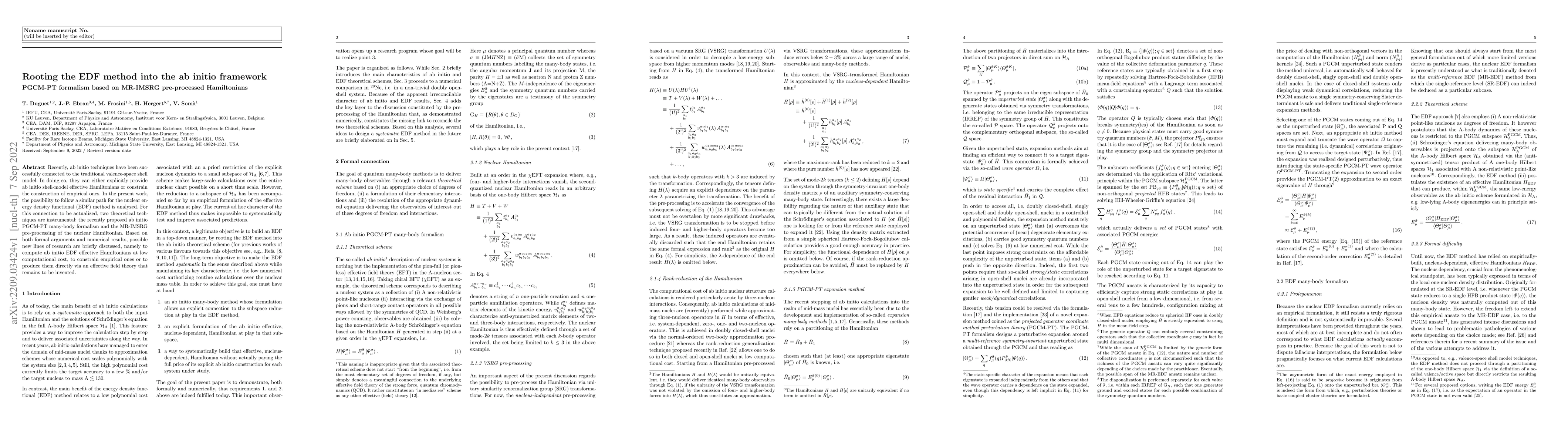 Thumbnail for Rooting the EDF method into the ab initio framework. PGCM-PT formalism
  based on MR-IMSRG pre-processed Hamiltonians