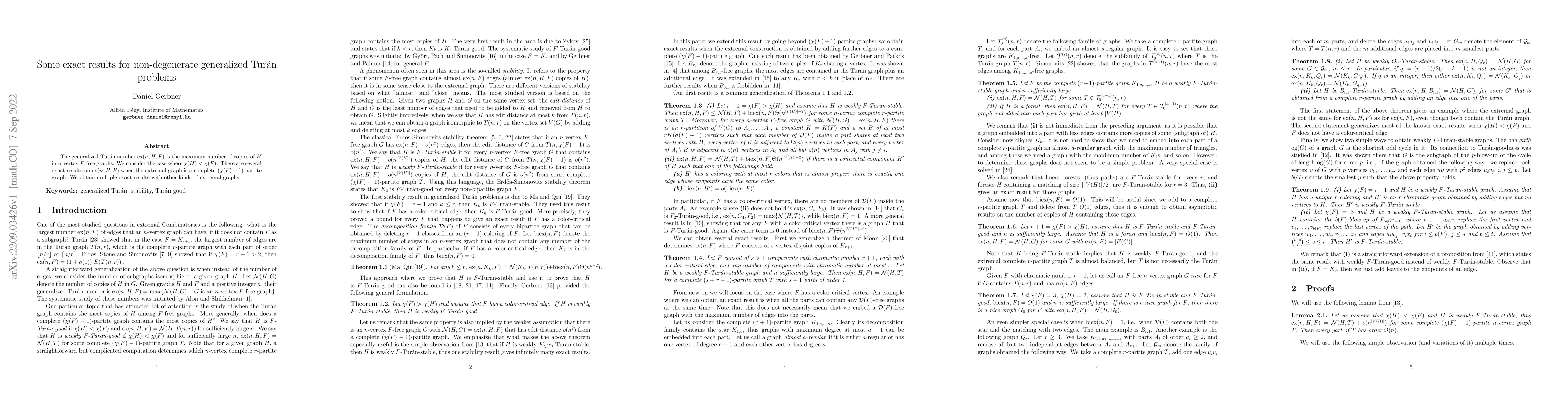 Thumbnail for Some exact results for non-degenerate generalized Tur\'an problems