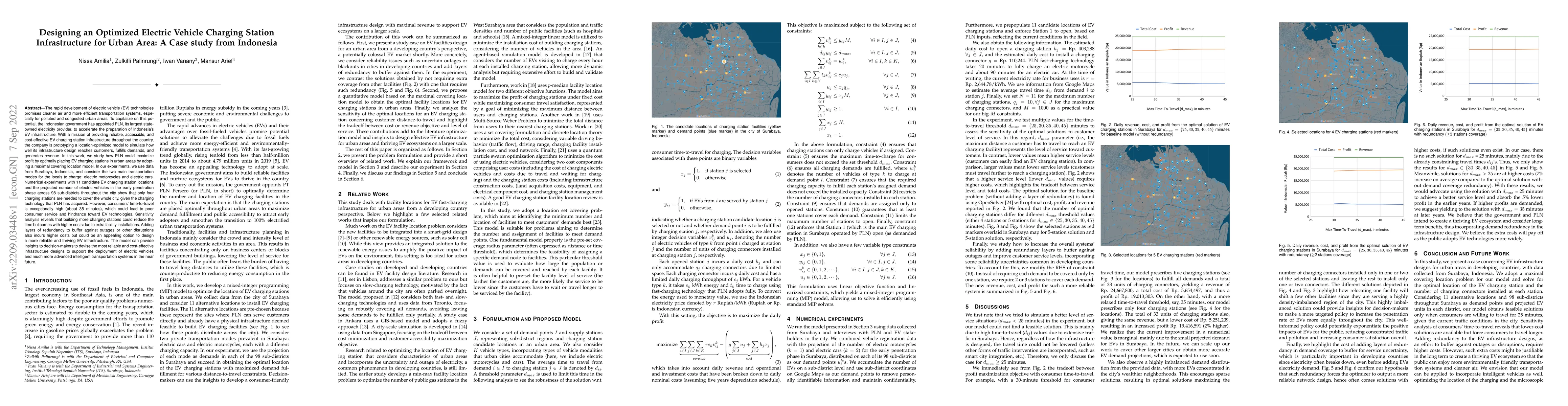 Thumbnail for Designing an Optimized Electric Vehicle Charging Station Infrastructure
  for Urban Area: A Case study from Indonesia