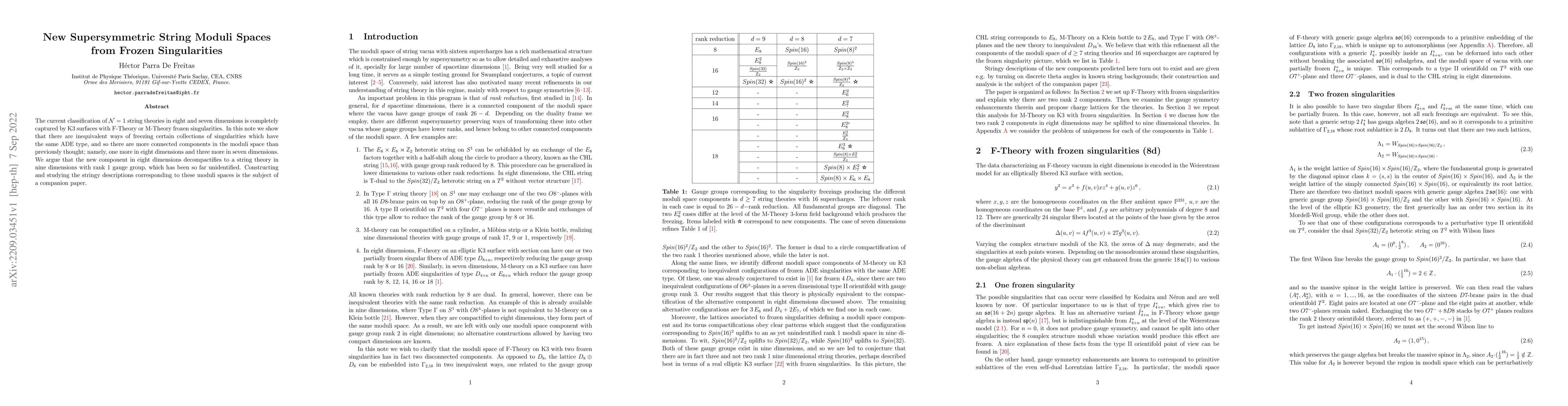 Thumbnail for New Supersymmetric String Moduli Spaces from Frozen Singularities