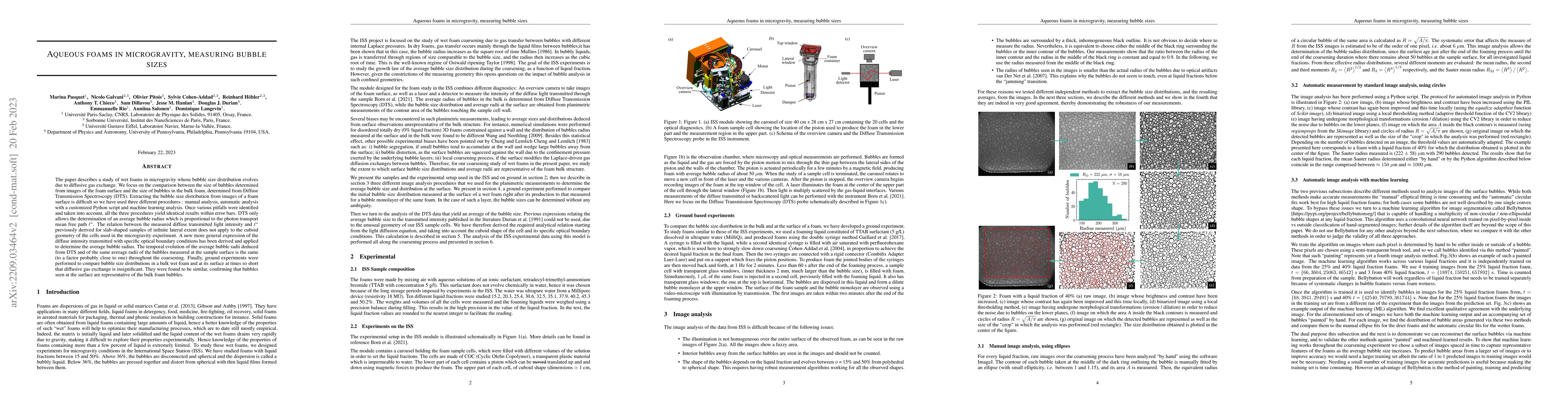 Thumbnail for Aqueous foams in microgravity, measuring bubble sizes
