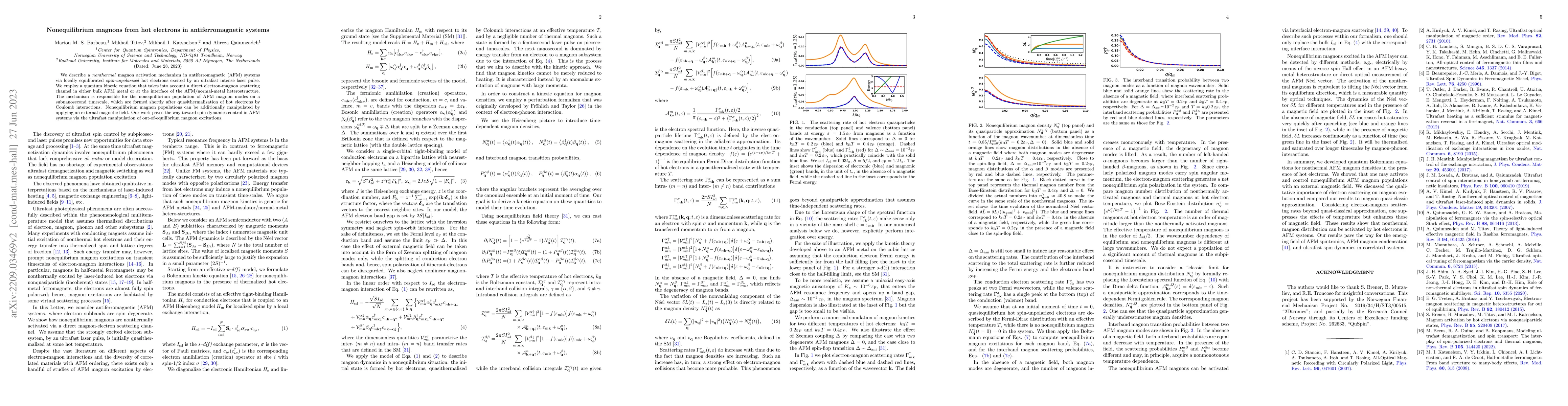 Thumbnail for Nonequilibrium magnons from hot electrons in antiferromagnetic systems