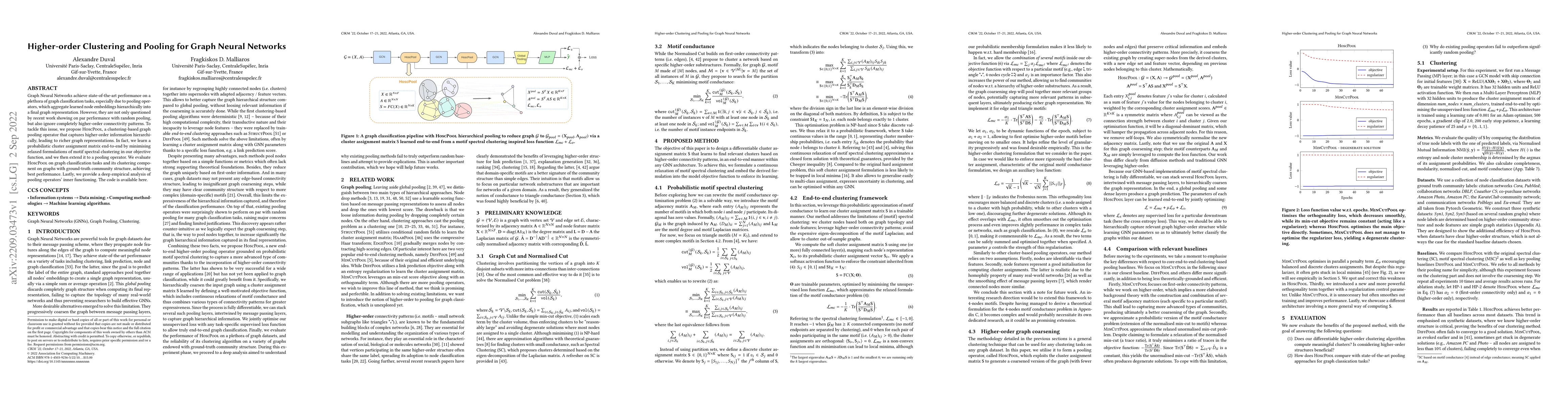 Thumbnail for Higher-order Clustering and Pooling for Graph Neural Networks
