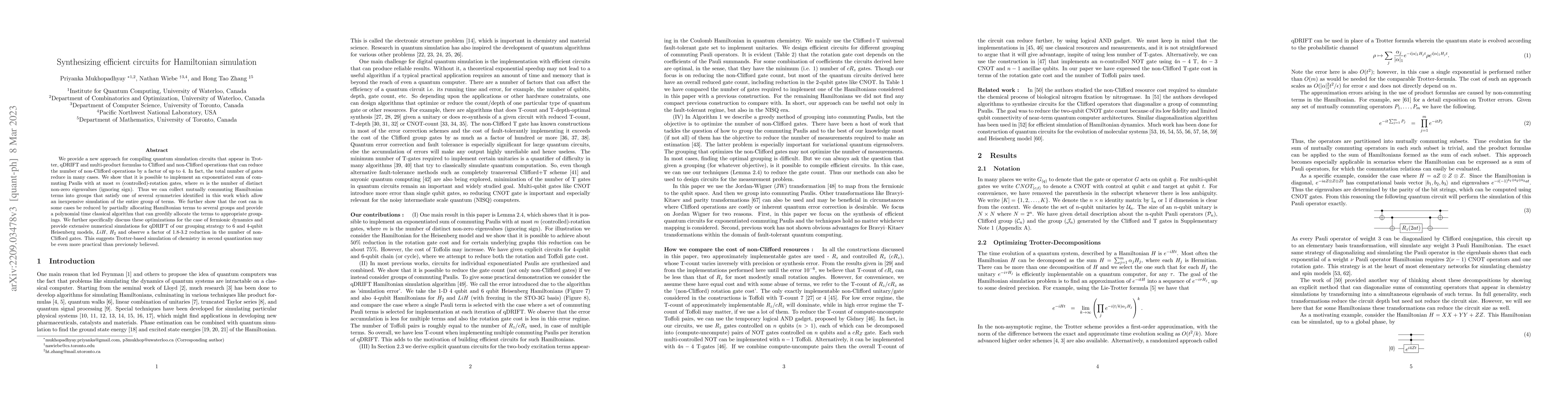 Thumbnail for Synthesizing efficient circuits for Hamiltonian simulation