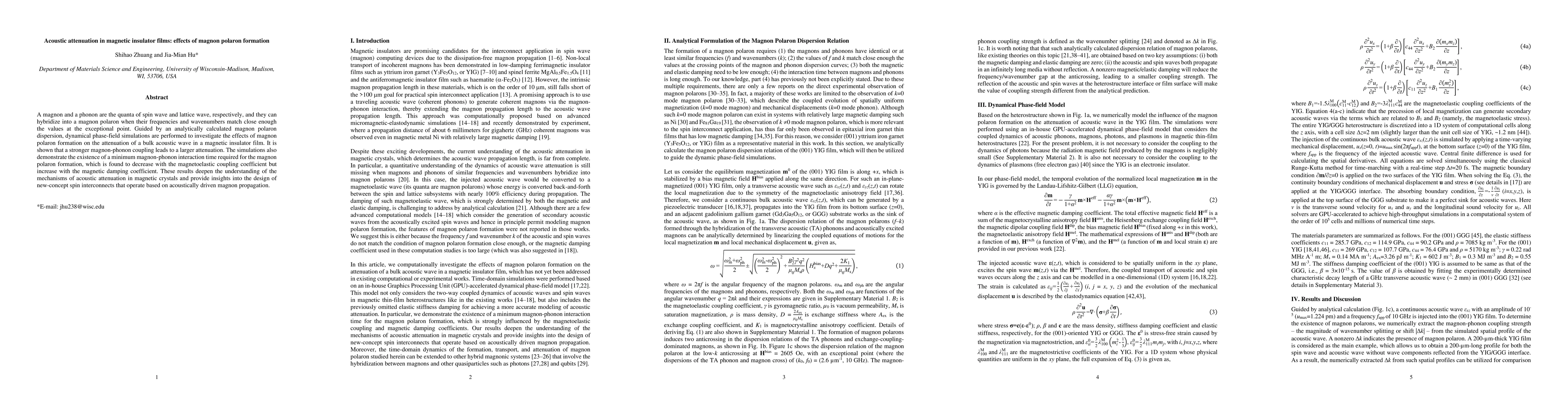 Thumbnail for Acoustic attenuation in magnetic insulator films: effects of magnon
  polaron formation