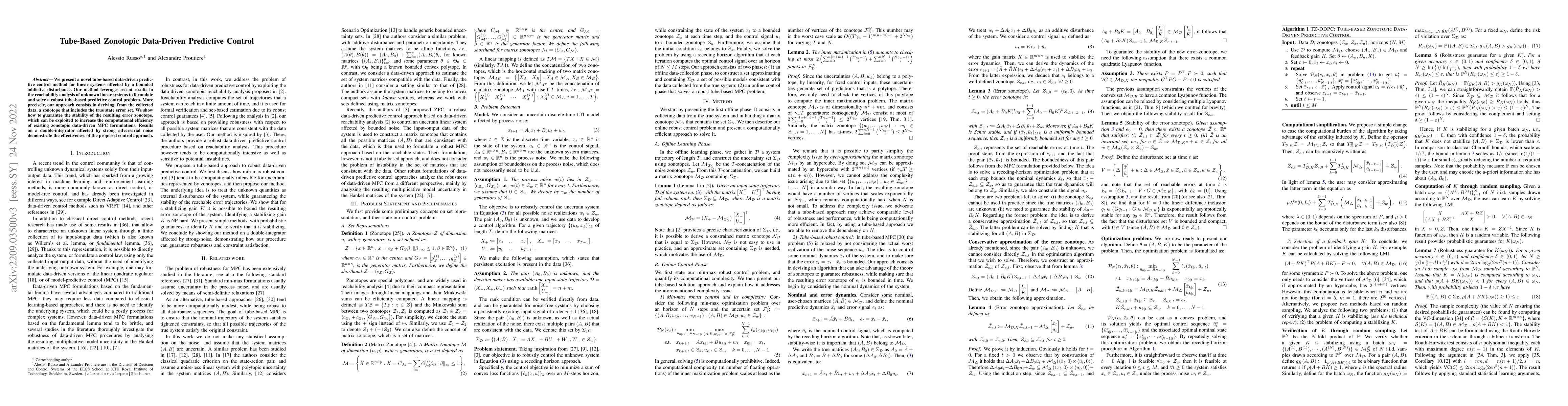Thumbnail for Tube-Based Zonotopic Data-Driven Predictive Control
