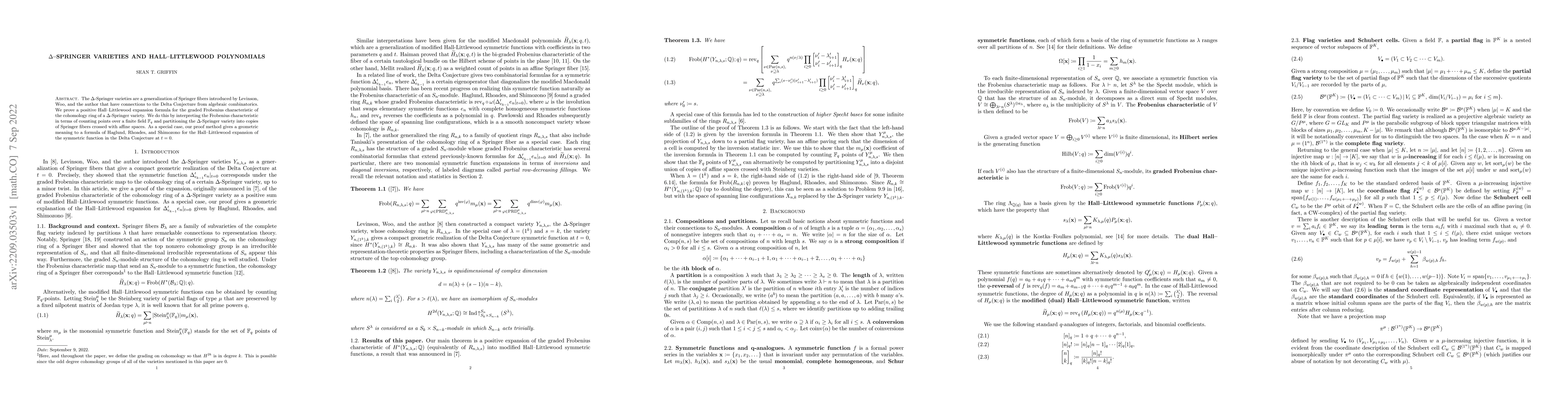 Thumbnail for $\Delta$-Springer varieties and Hall-Littlewood polynomials