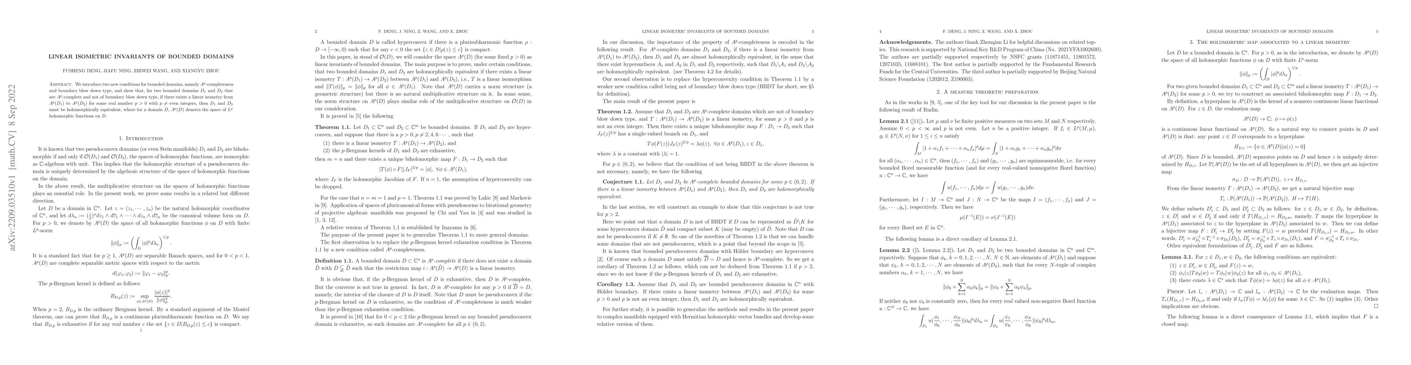 Thumbnail for Linear isometric invariants of bounded domains