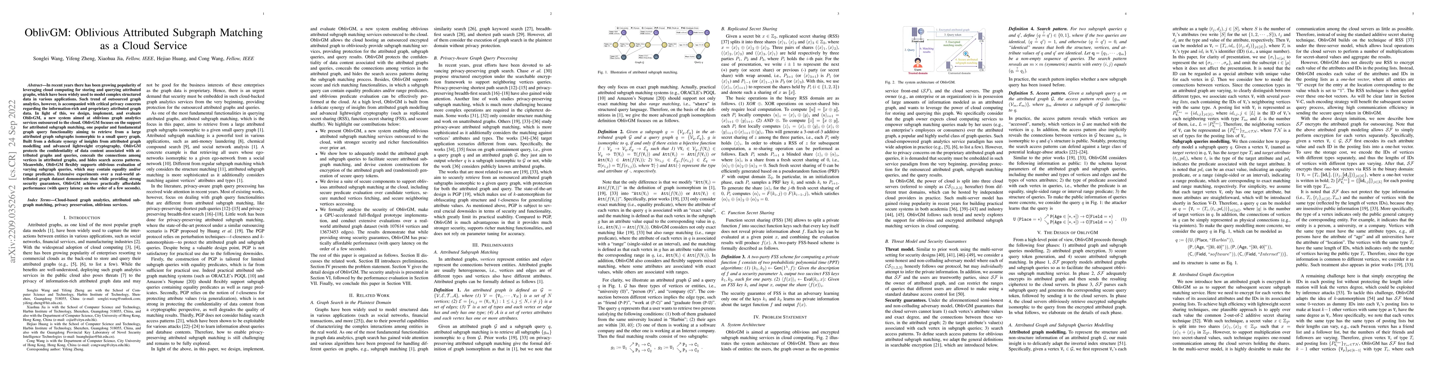 Thumbnail for OblivGM: Oblivious Attributed Subgraph Matching as a Cloud Service