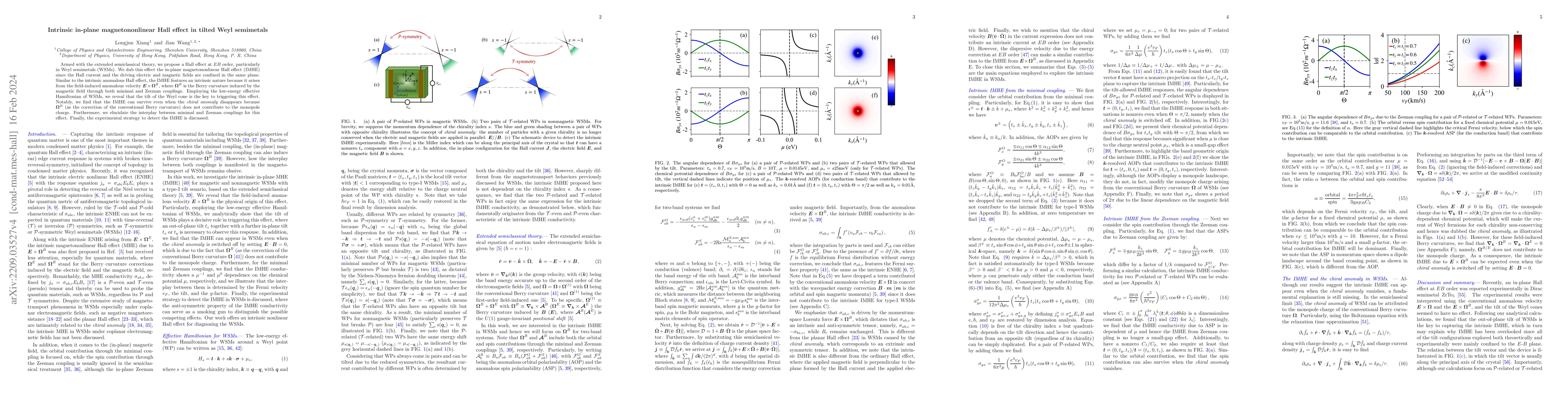 Thumbnail for Intrinsic in-plane magnetononlinear Hall effect in tilted Weyl
  semimetals