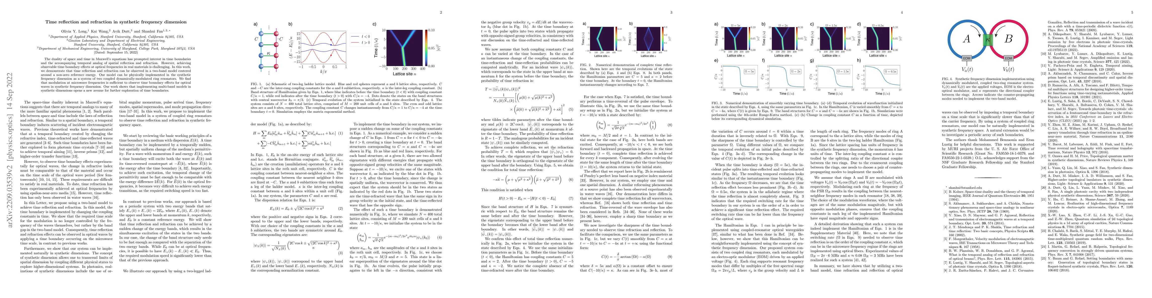 Thumbnail for Time reflection and refraction in synthetic frequency dimension