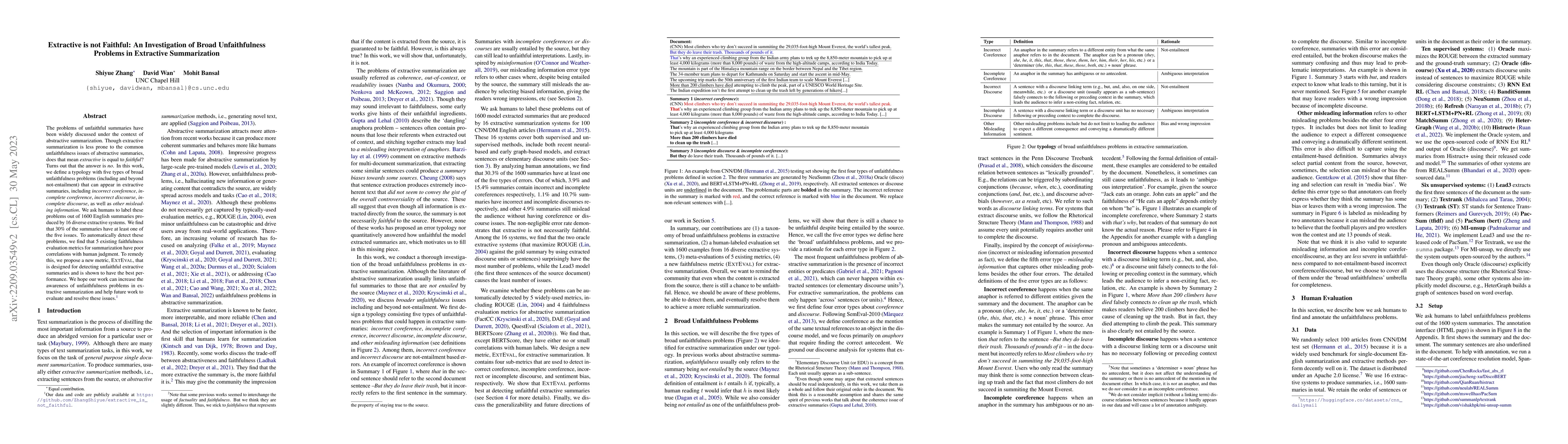 Thumbnail for Extractive is not Faithful: An Investigation of Broad Unfaithfulness
  Problems in Extractive Summarization