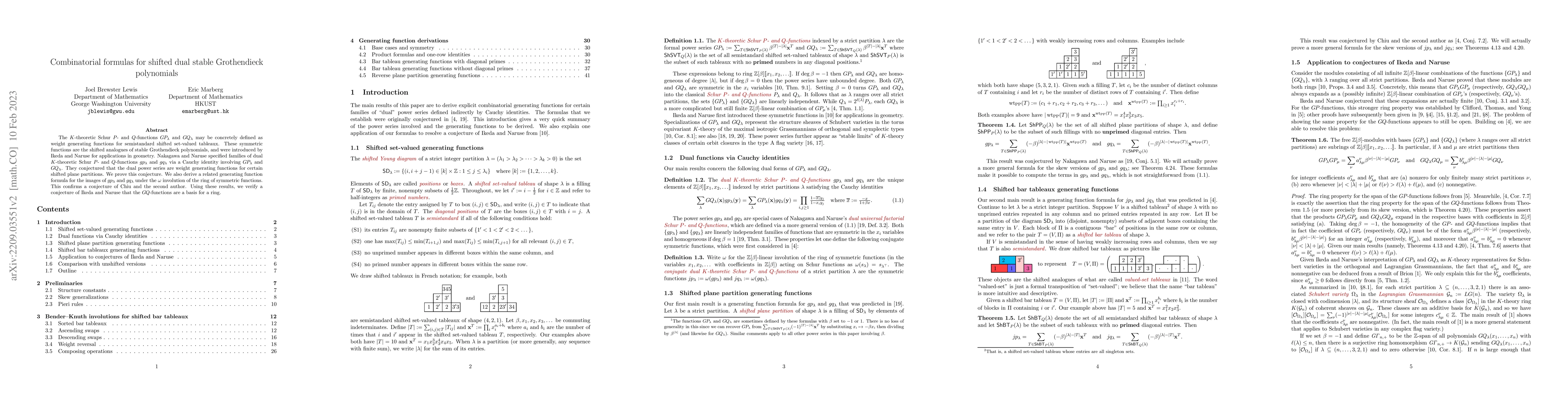 Thumbnail for Combinatorial formulas for shifted dual stable Grothendieck polynomials