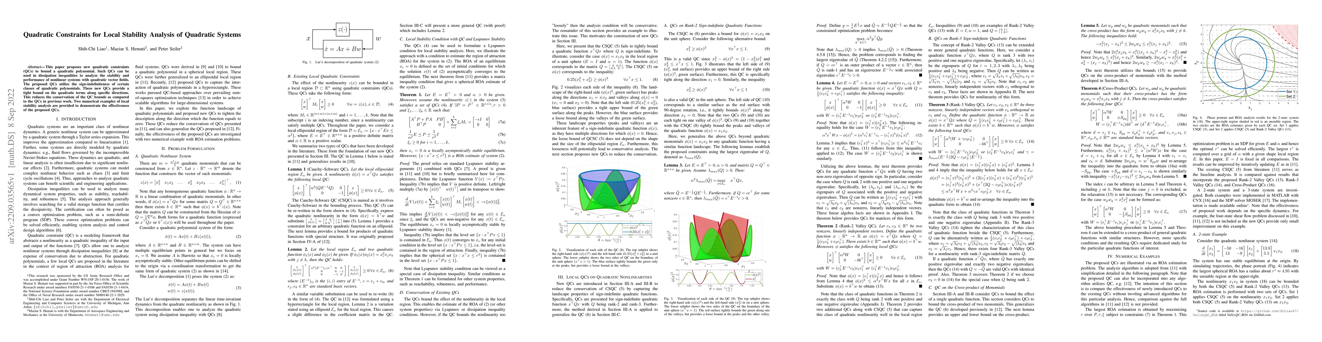 Thumbnail for Quadratic Constraints for Local Stability Analysis of Quadratic Systems