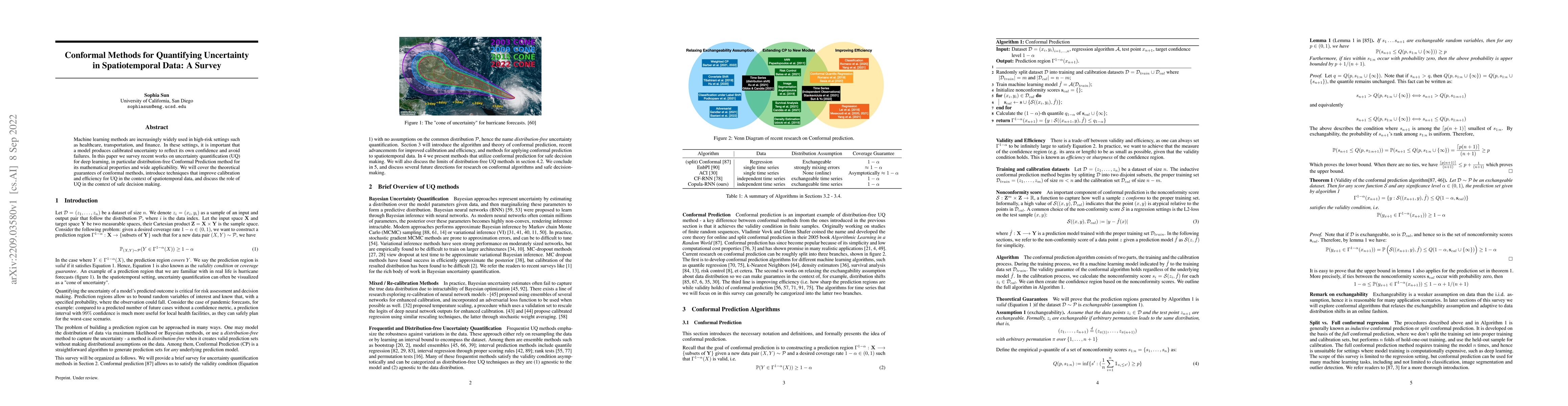 Thumbnail for Conformal Methods for Quantifying Uncertainty in Spatiotemporal Data: A
  Survey