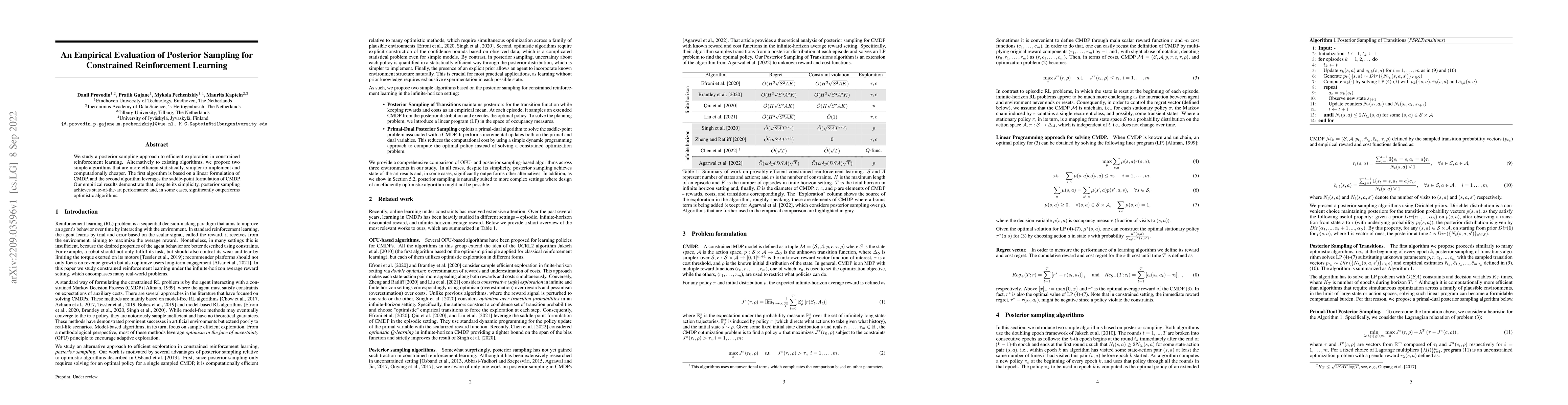 Thumbnail for An Empirical Evaluation of Posterior Sampling for Constrained
  Reinforcement Learning