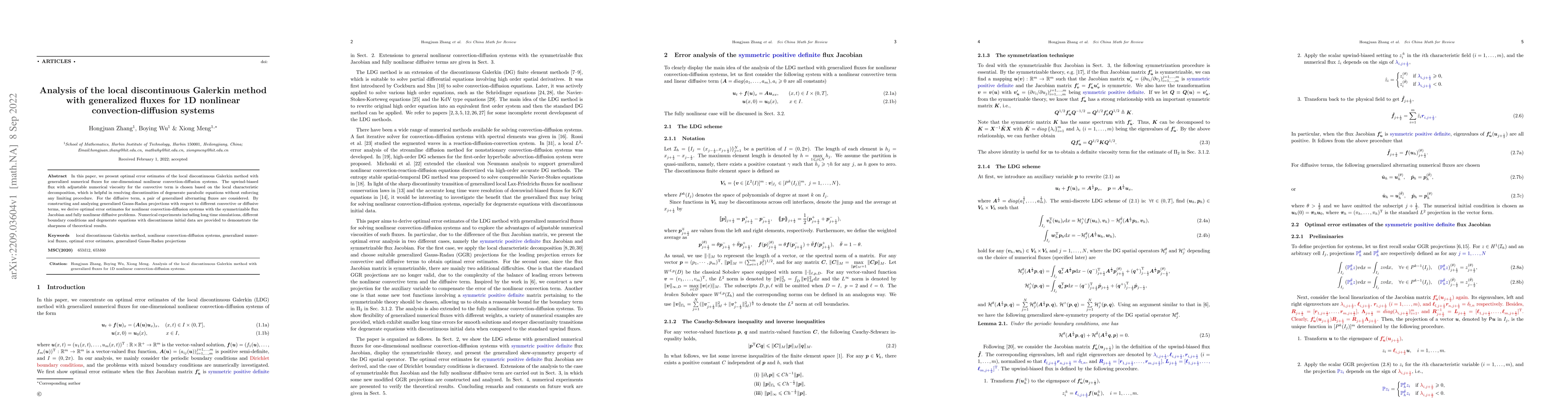Thumbnail for Analysis of the local discontinuous Galerkin method with generalized
  fluxes for 1D nonlinear convection-diffusion systems