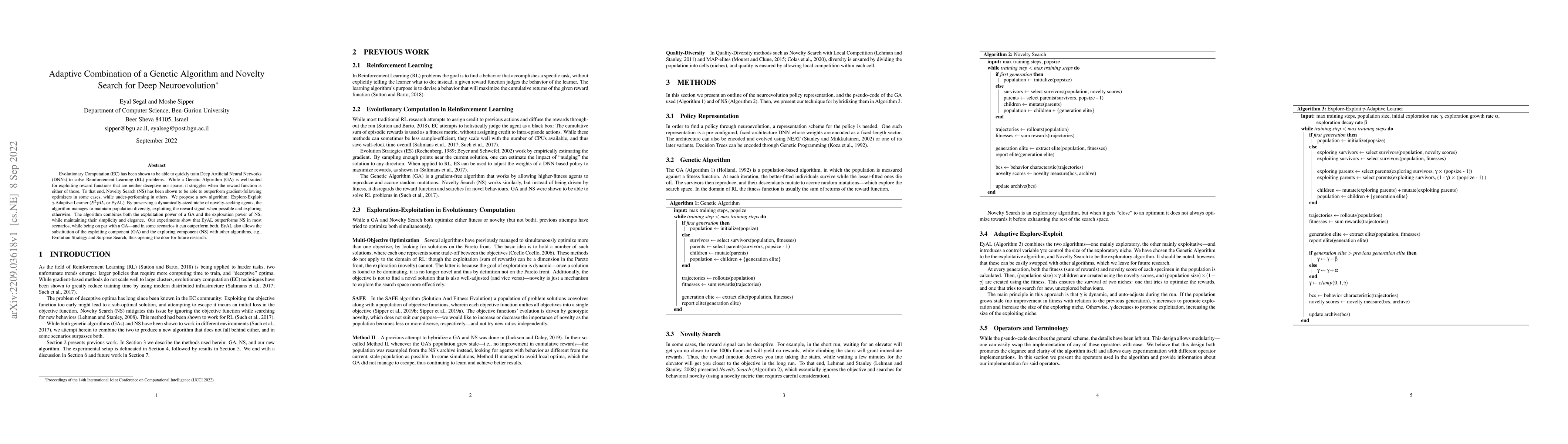 Thumbnail for Adaptive Combination of a Genetic Algorithm and Novelty Search for Deep
  Neuroevolution