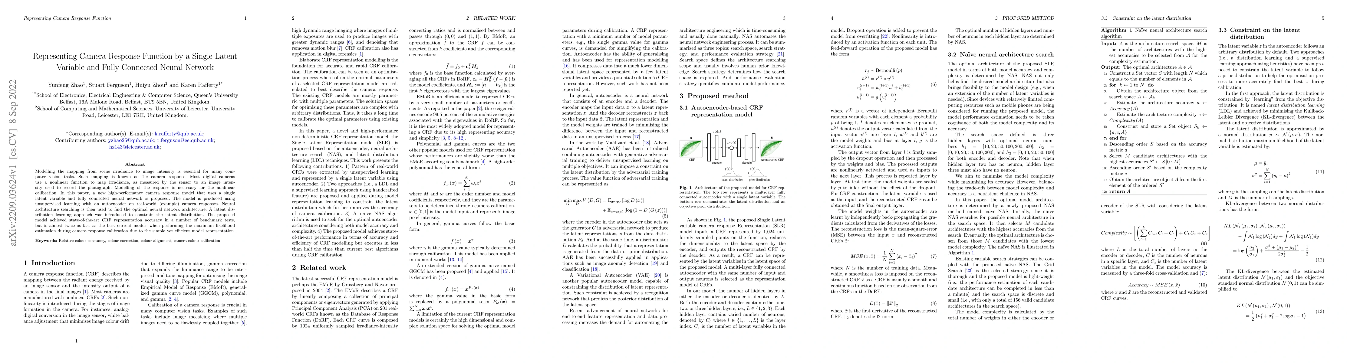 Thumbnail for Representing Camera Response Function by a Single Latent Variable and
  Fully Connected Neural Network