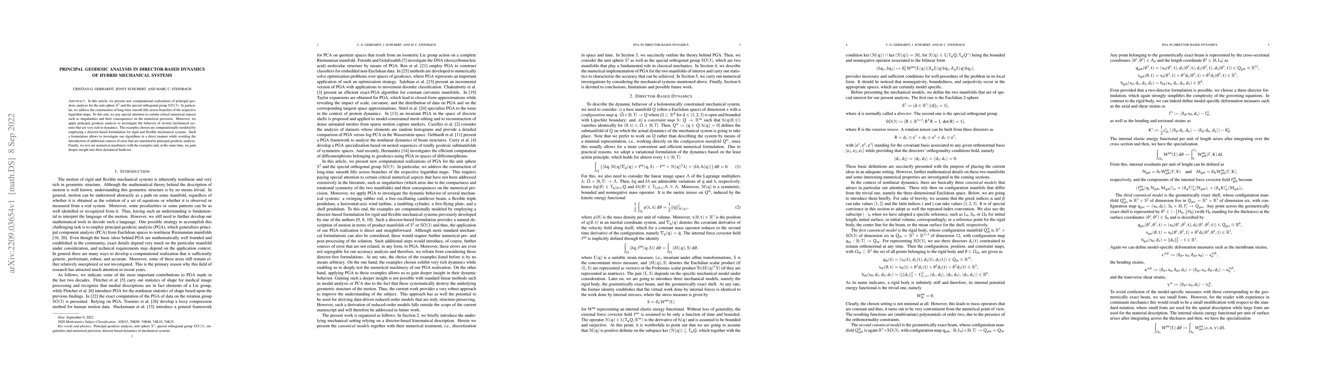 Thumbnail for Principal Geodesic Analysis in Director-Based Dynamics of Hybrid
  Mechanical Systems