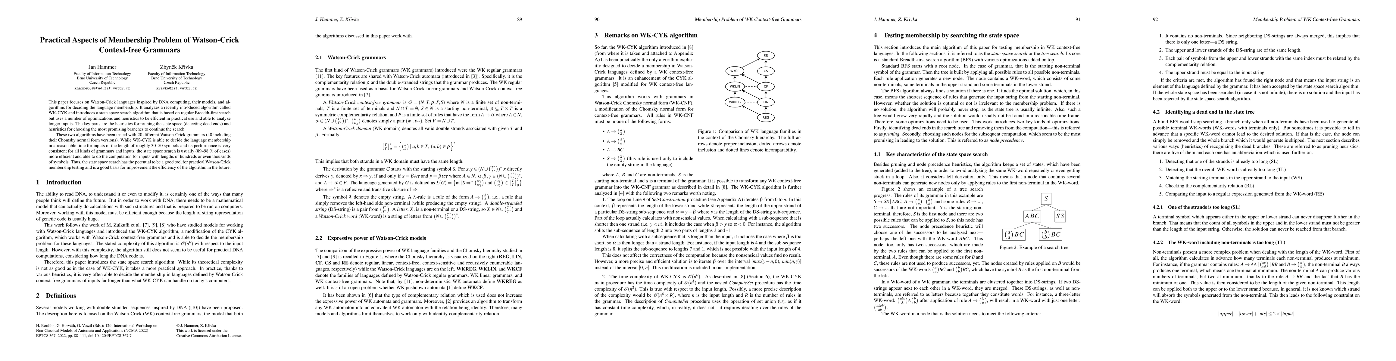 Thumbnail for Practical Aspects of Membership Problem of Watson-Crick Context-free
  Grammars