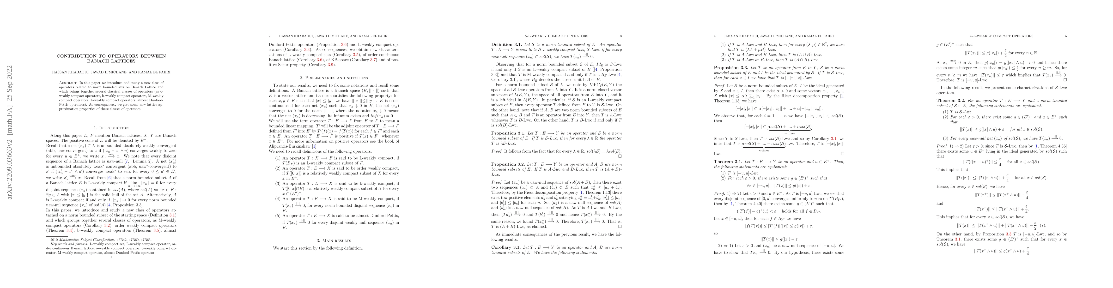 Thumbnail for Contribution to operators between Banach lattices
