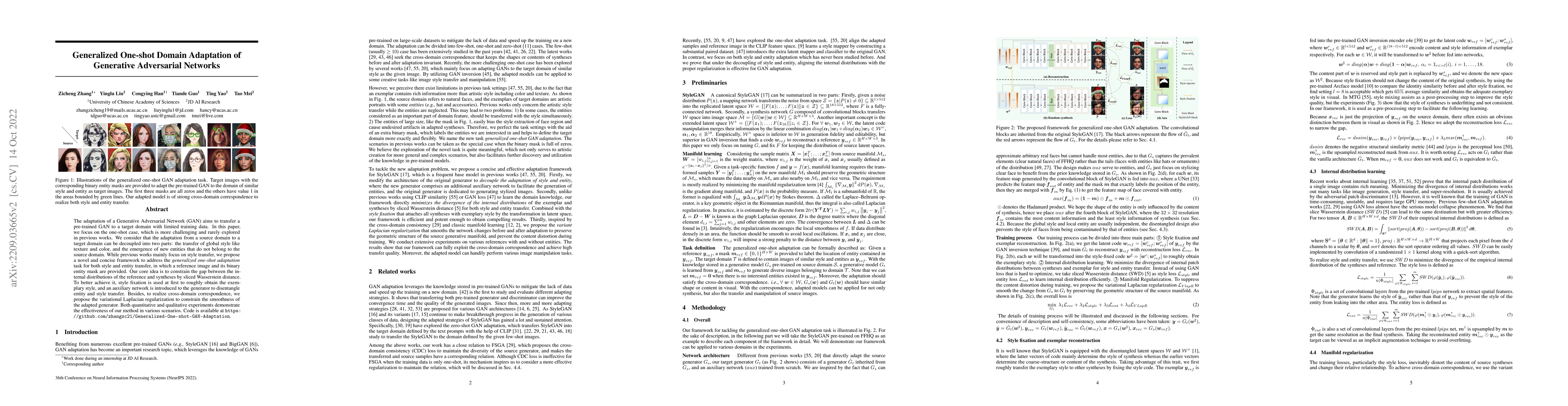 Thumbnail for Generalized One-shot Domain Adaptation of Generative Adversarial
  Networks