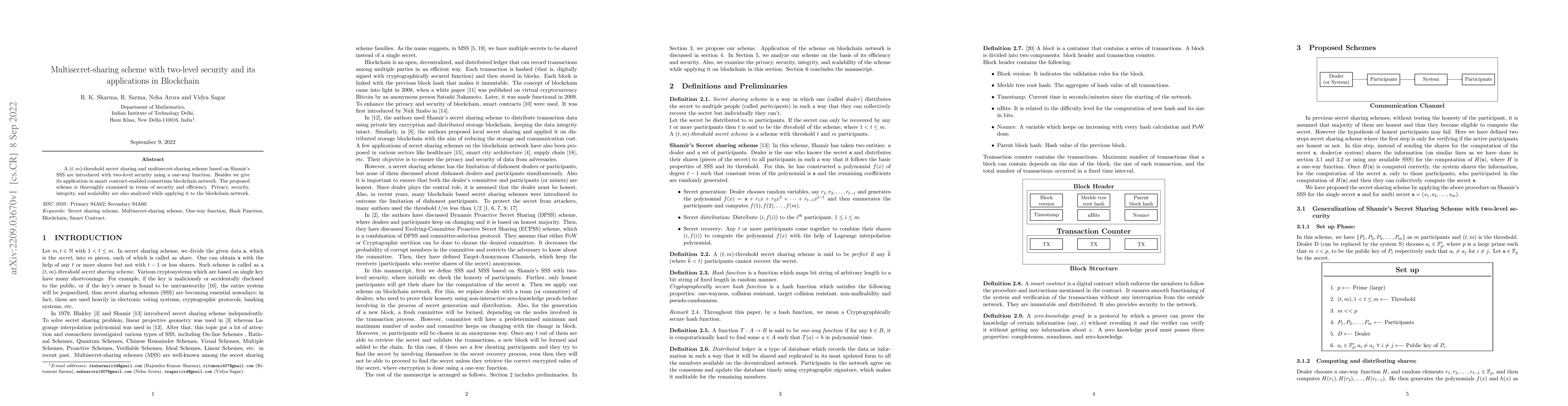 Thumbnail for Multisecret-sharing scheme with two-level security and its applications
  in Blockchain