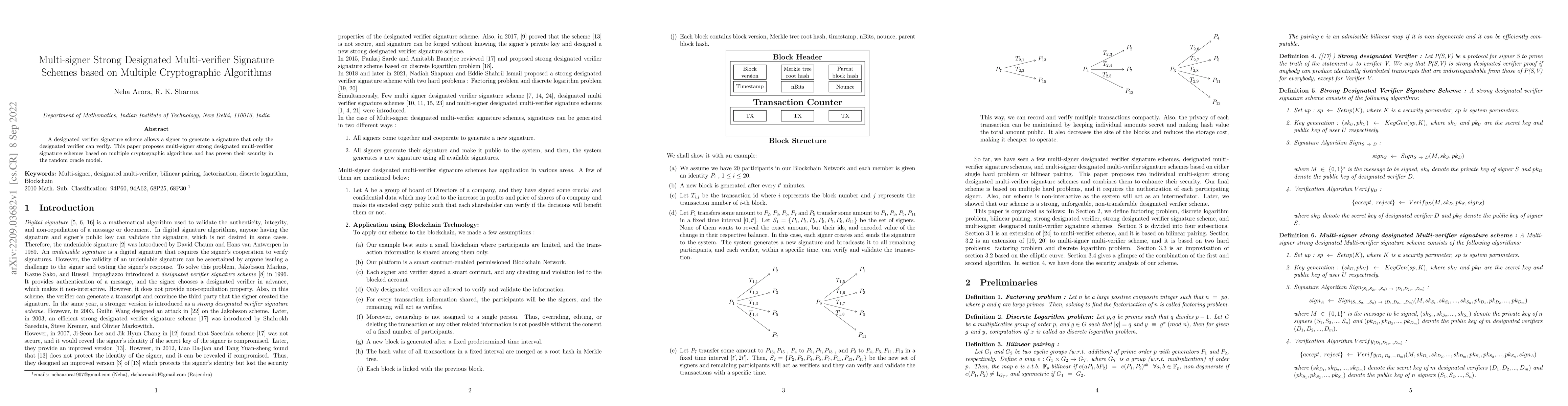 Thumbnail for Multi-signer Strong Designated Multi-verifier Signature Schemes based on
  Multiple Cryptographic Algorithms