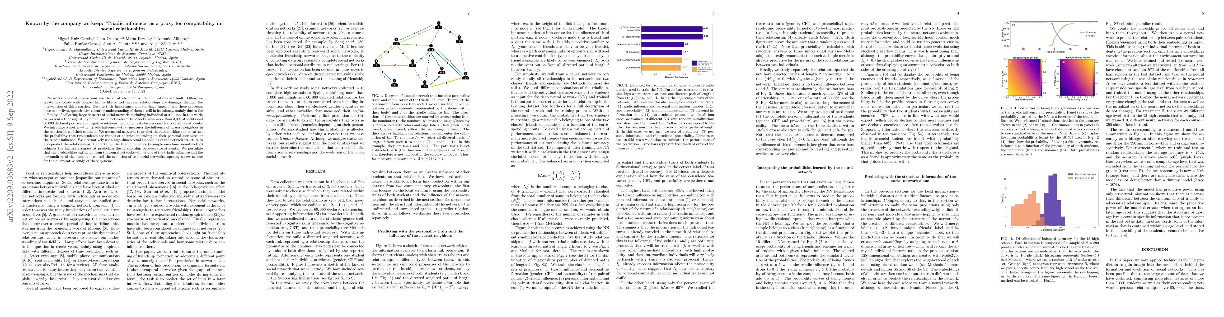 Thumbnail for Known by the company we keep: `Triadic influence' as a proxy for
  compatibility in social relationships