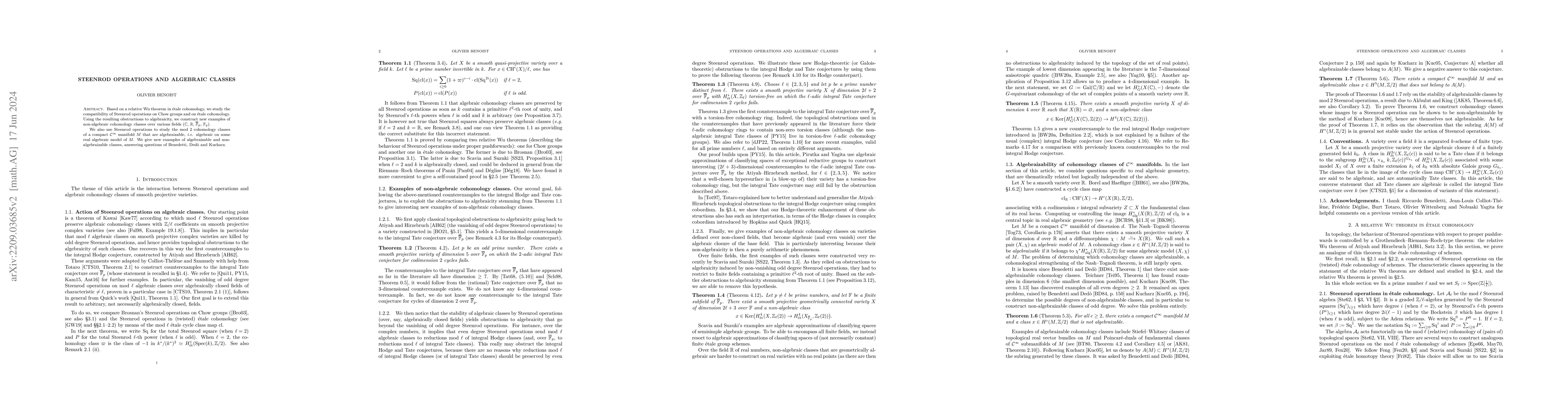 Thumbnail for Steenrod operations and algebraic classes