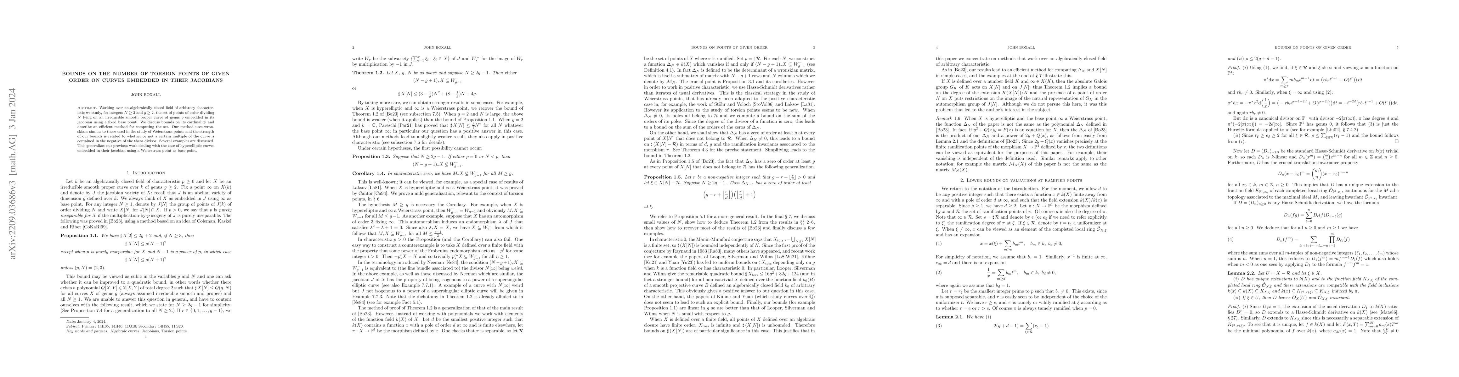 Thumbnail for Bounds on the number of torsion points of given order on curves embedded
  in their jacobians