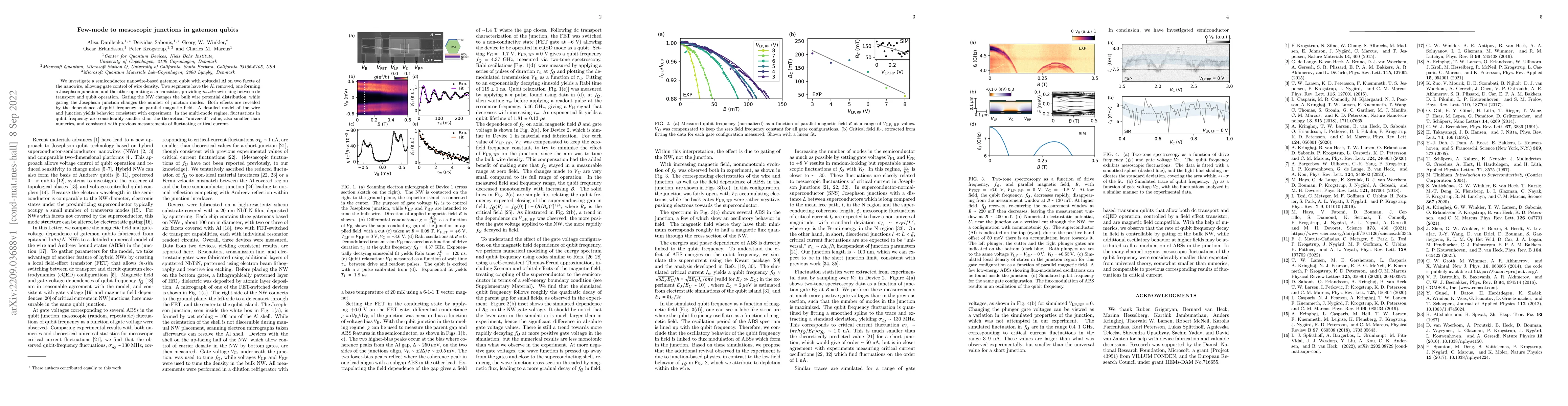Thumbnail for Few-mode to mesoscopic junctions in gatemon qubits