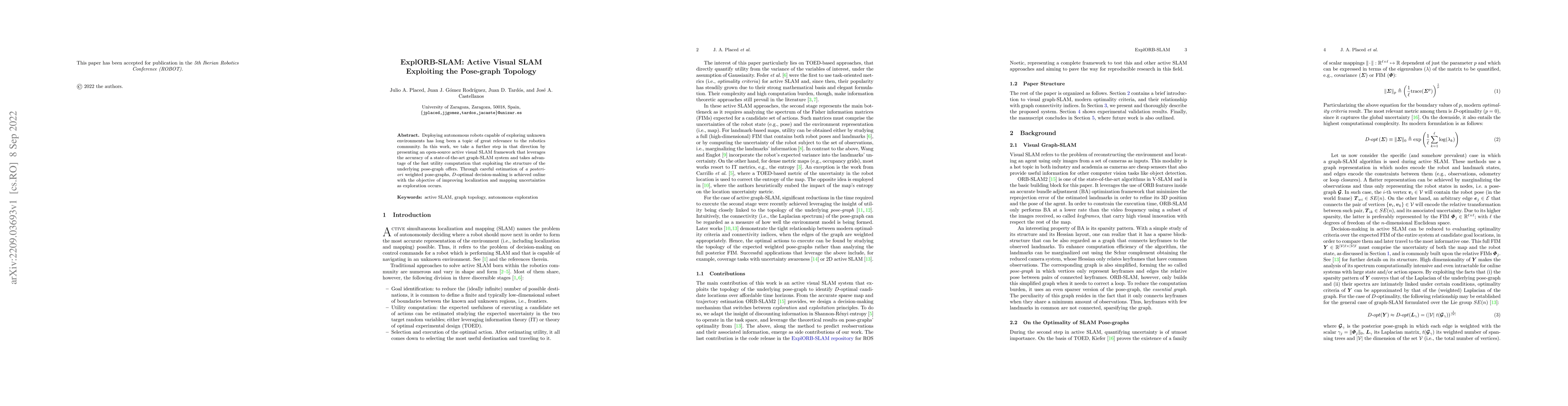 Thumbnail for ExplORB-SLAM: Active Visual SLAM Exploiting the Pose-graph Topology