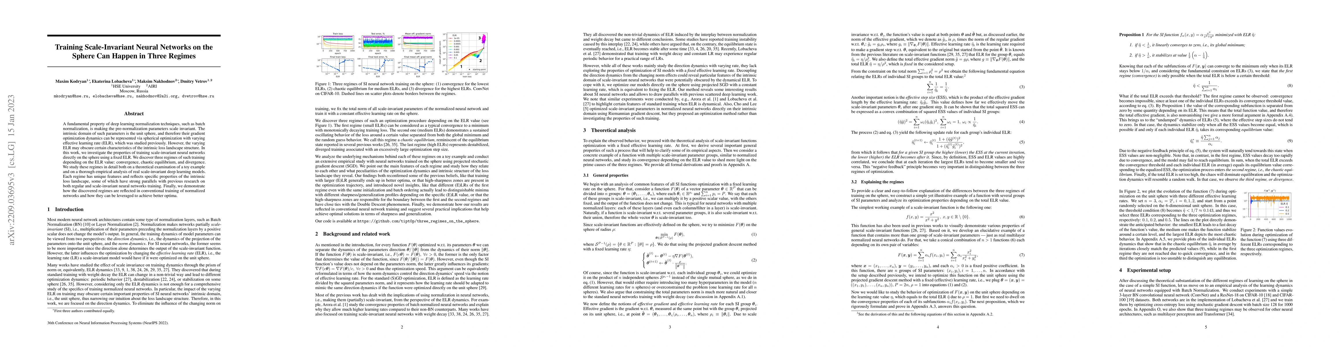 Thumbnail for Training Scale-Invariant Neural Networks on the Sphere Can Happen in
  Three Regimes